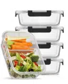 Joyjolt 2-sectional Set Of 5 Food Prep Storage Containers In Black