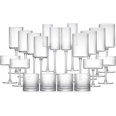 Joyjolt 20-piece Elle Fluted Glass Set In Clear