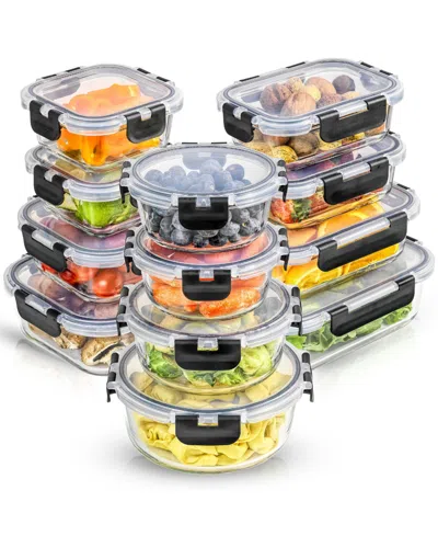 Joyjolt 24-piece Fluted Food Storage Container Set With Lids In Black