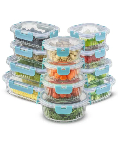 Joyjolt 24-piece Fluted Food Storage Container Set With Lids In Blue