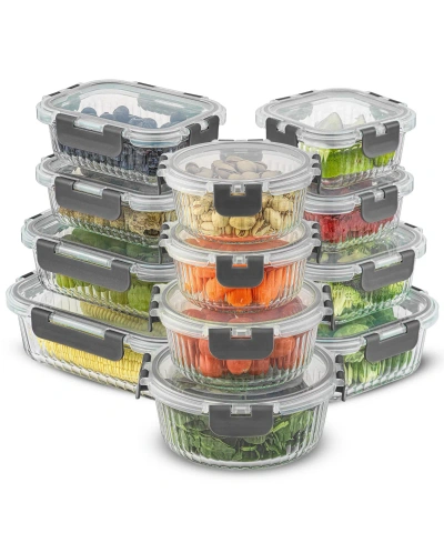 Joyjolt 24-piece Fluted Food Storage Container Set With Lids In Gray