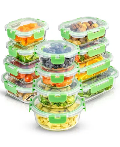 Joyjolt 24-piece Fluted Food Storage Container Set With Lids In Green