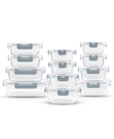 Joyjolt 24-piece Glass Storage Containers With Lids In Blue