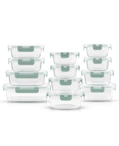 Joyjolt 24-piece Glass Storage Containers With Lids In Green