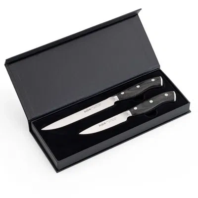 Joyjolt 2-piece Pakka Wood Utility Knife Set In Black