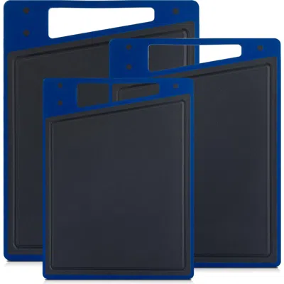 Joyjolt 3-piece Cutting Board Set In Blue And Grey
