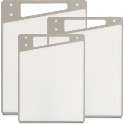 Joyjolt 3-piece Cutting Board Set In Grey And White
