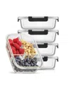 Joyjolt 3-sectional Set Of 5 Glass Food Storage Containers In Black