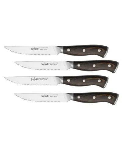 Joyjolt 4 Piece Steak Knife High Carbon Steel Kitchen Knife Set In Metallic