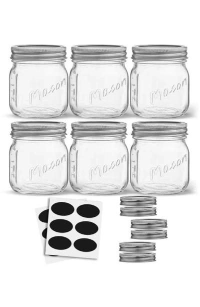 Joyjolt 42-piece Mason Jars With Airtight Lids In Gray