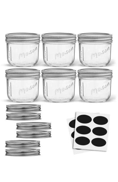 Joyjolt 42-piece Wide Mouth Mason Jars With Airtight Lids In Metallic