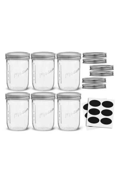 Joyjolt 42-piece Wide Mouth Mason Jars With Airtight Lids In Clear