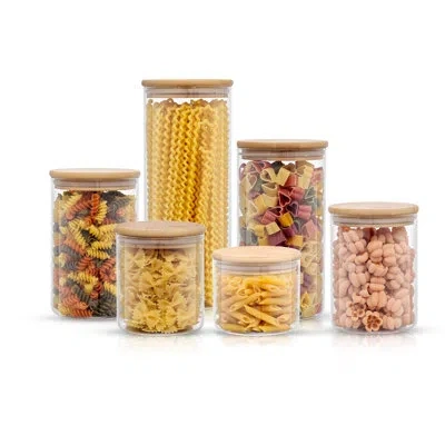 Joyjolt 6-piece Glass Storage Jars With Airtight Lids In Clear