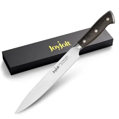 Joyjolt 8-in Slicing Knife High Carbon Steel Kitchen Knife In Black