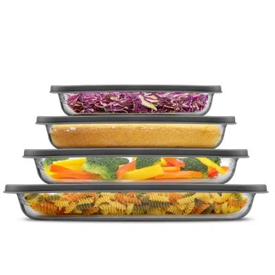 Joyjolt 8-piece Glass Oven-to-table Baking Dish With Lids In Black