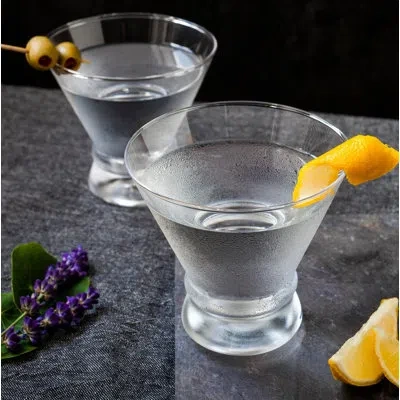 Joyjolt Afina Stemless Martini Glasses, 8oz. In Clear
