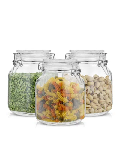 Joyjolt Airtight Set Of 3 Glass Jars Storage Canister In Clear