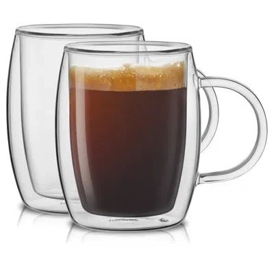 Joyjolt Aroma Double Wall Insulated Glass Coffee Mugs In Clear