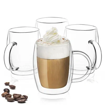 Joyjolt Aroma Double Wall Insulated Glasses, 13.5oz In Clear