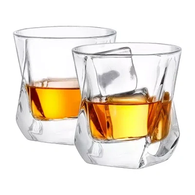 Joyjolt Aurora Crystal Whiskey Glasses - 8.1 oz - Set Of 2 Double Old Fashioned In Transparent