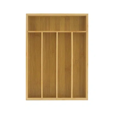 Joyjolt Bamboo 5 Slot Flatware Drawer Organizer For Kitchen Utensils In Brown