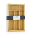Joyjolt Bamboo Expandable Drawer Organizer For Kitchen Utensils In White
