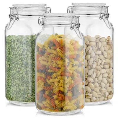 Joyjolt Brightware Food Storage Jars With Airtight Lids Set – 76 oz – Set Of 3 In Clear
