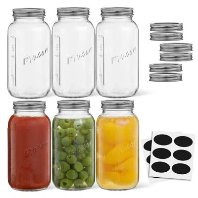 Joyjolt Brightware Regular Mason Jars With Airtight Lids, Labels, And Measures – 8 oz – Set Of 6 In Clear