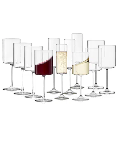 Joyjolt Claire Wine And Champagne Glasses, Set Of 12 In No Color