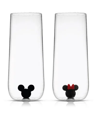 Joyjolt Disney Mickey & Minnie 3d Icon Tall Glasses, Set Of 2 In Clear