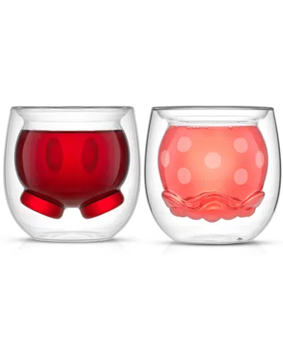 Joyjolt Disney Mickey Pants Minnie Skirt Double Wall Glasses - Set Of 2 In Clear