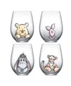 Joyjolt Disney Winnie Pooh Exploring Classic Stemless Wine Glasses, Set Of 4 In Multi