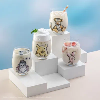 Joyjolt Disney Winnie The Pooh Exploring A Classic Stemless Drinking Glasses, 19oz Set Of 4 In Clear