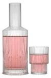Joyjolt Elle Fluted 2-piece Carafe Set In Clear