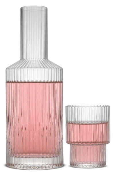 Joyjolt Elle Fluted 2-piece Carafe Set In Transparent