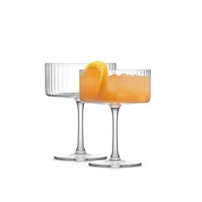 Joyjolt Elle Fluted Coupe Martini Glasses, 10oz In Clear