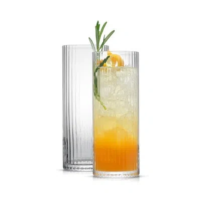 Joyjolt Elle Fluted Highball Glass, Set Of 2, 16oz In Clear