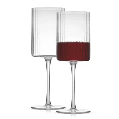 Joyjolt Elle Fluted Red Wine Glasses, 17.5oz In Clear