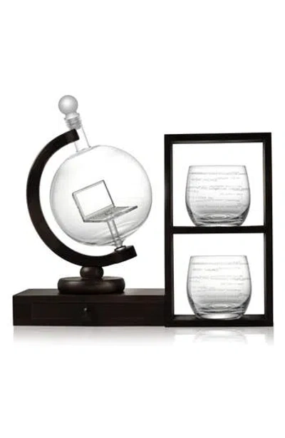 Joyjolt Executive Computer Glass Decanter, Etched Glass & Display Set In Black