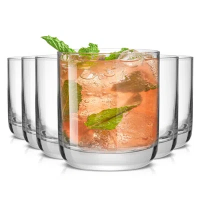 Joyjolt Faye Double Old Fashioned Rock Whiskey Tumbler Glasses - 10 oz - Set Of 6 In Clear