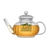 Joyjolt Fluted Glass Tea Glass Teapot In White