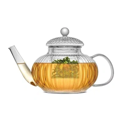 Joyjolt Fluted Glass Tea Glass Teapot In White
