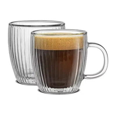 Joyjolt Fluted Savor Double Wall 5.4oz Set Espresso Cup In White