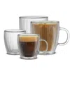 Joyjolt Fluted Savor Double Wall Espresso Coffee Glasses, Set Of 4 In No Color