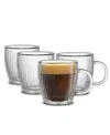 Joyjolt Fluted Savor Double Wall Espresso Glasses, Set Of 4 In No Color