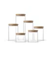 Joyjolt Set Of 6 Multisize Glass Jars With Airtight Bamboo Lids In Clear