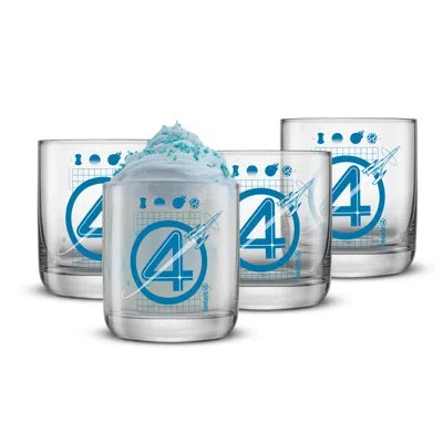 Joyjolt Four Blueprint Short Glasses - 10 oz - Set Of 4 In Multi
