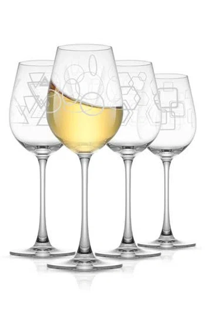 Joyjolt Geo Set Of 4 Red Wine Glasses In Clear