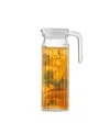 JOYJOLT GLASS BEVERAGE PITCHER WITH HANDLE AND 2 LIDS, 40 OZ