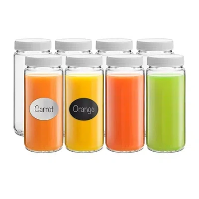 Joyjolt Glass Juice Bottles With Lids (white) 8-pc. Water Bottle